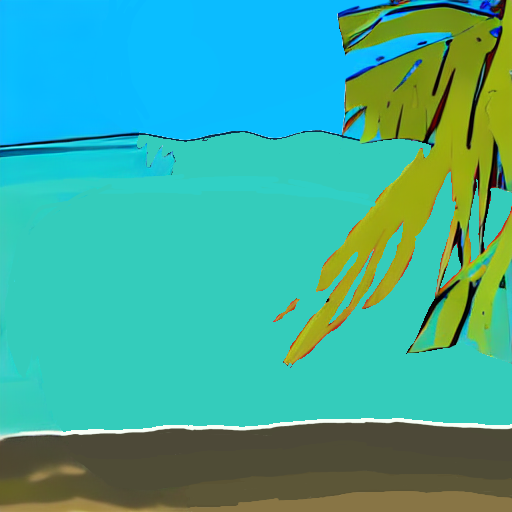 A simple sketch of a beach filled in with simple colors